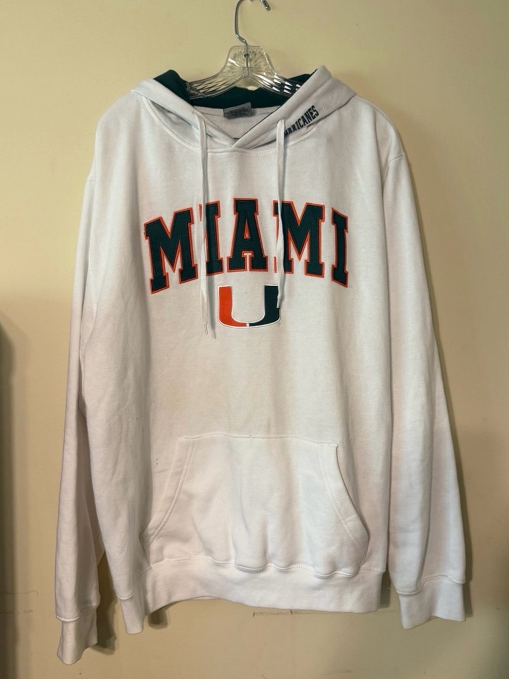 Stadium Athletics White Crewneck Sweatshirt with Orange & Green Miami Logo